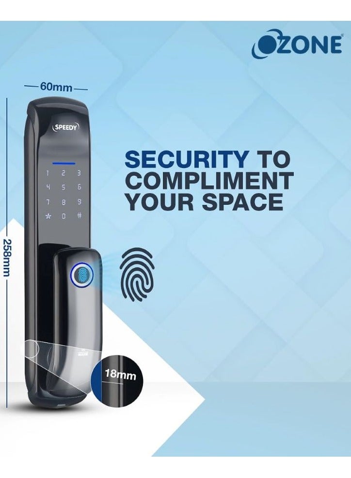 OZ-FDL-05 Life Std  Speedy Keyless Entry Door Lock | Fingerprint Door Lock | keypad Door Lock | Digital Door Lock | Auto Door Lock for Home | 4 Access Mode | By Ozone India