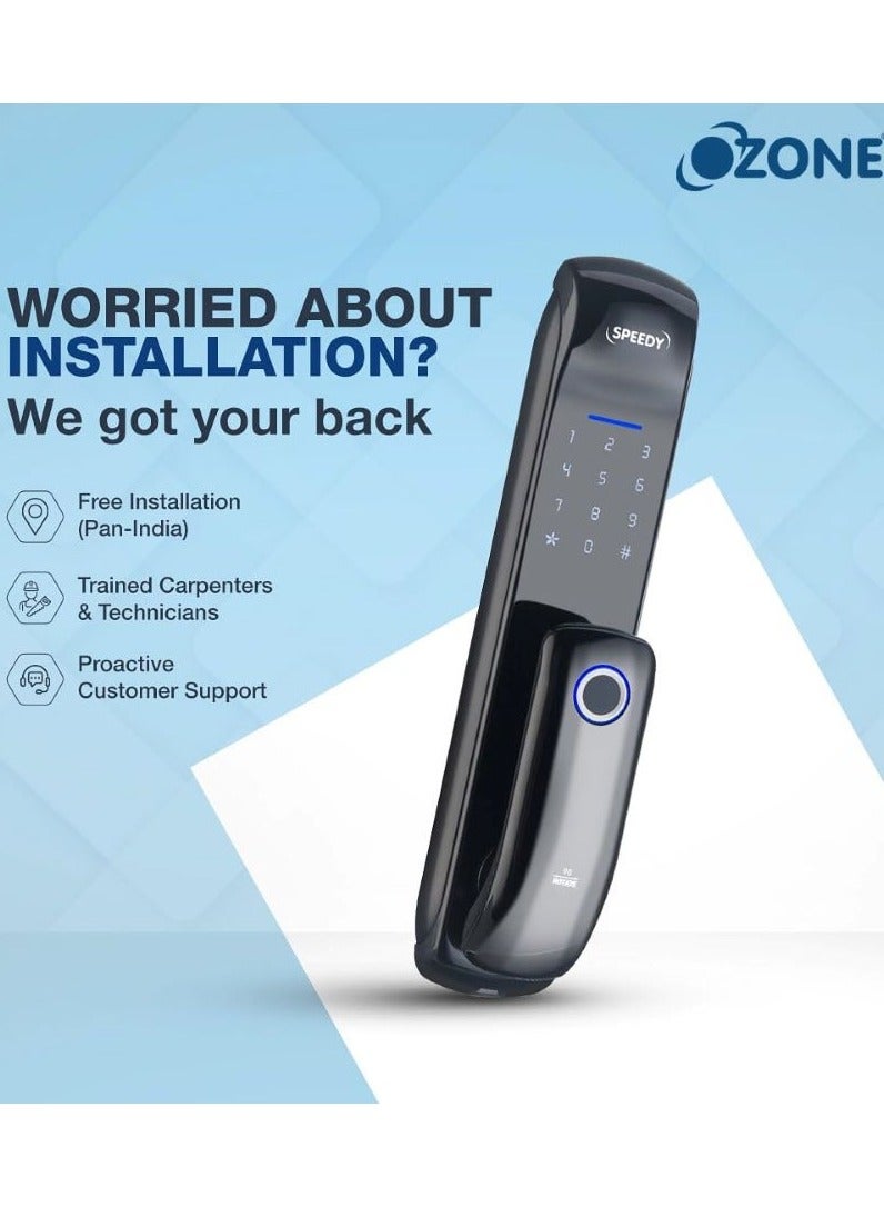 OZ-FDL-05 Life Std  Speedy Keyless Entry Door Lock | Fingerprint Door Lock | keypad Door Lock | Digital Door Lock | Auto Door Lock for Home | 4 Access Mode | By Ozone India