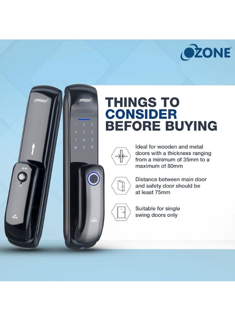 OZ-FDL-05 Life Std  Speedy Keyless Entry Door Lock | Fingerprint Door Lock | keypad Door Lock | Digital Door Lock | Auto Door Lock for Home | 4 Access Mode | By Ozone India