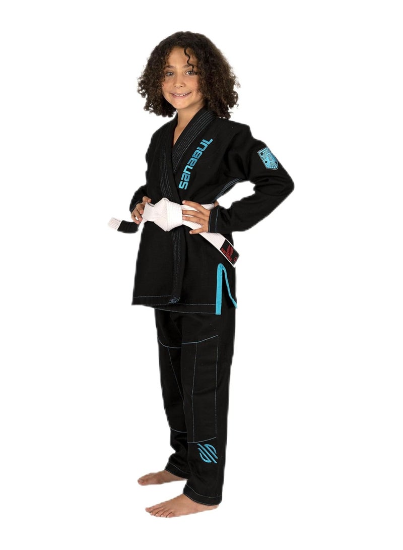 Future Legends BJJ Gi for Kids | Premium Youth Brazilian Jiu Jitsu Gi with FREE White Belt | Lightweight & Durable Jiu Jitsu Kimono for Children and Youth (BLACK/BLUE, K3)