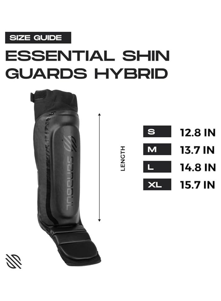 Essential Sleeve Kickboxing Shin Guards | MMA Shin Guards | Muay Thai Shin Guards | Hybrid Neoprene Design, Large/X-Large