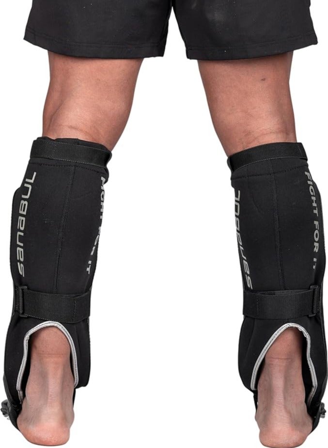 Essential Sleeve Kickboxing Shin Guards | MMA Shin Guards | Muay Thai Shin Guards | Hybrid Neoprene Design, X-small