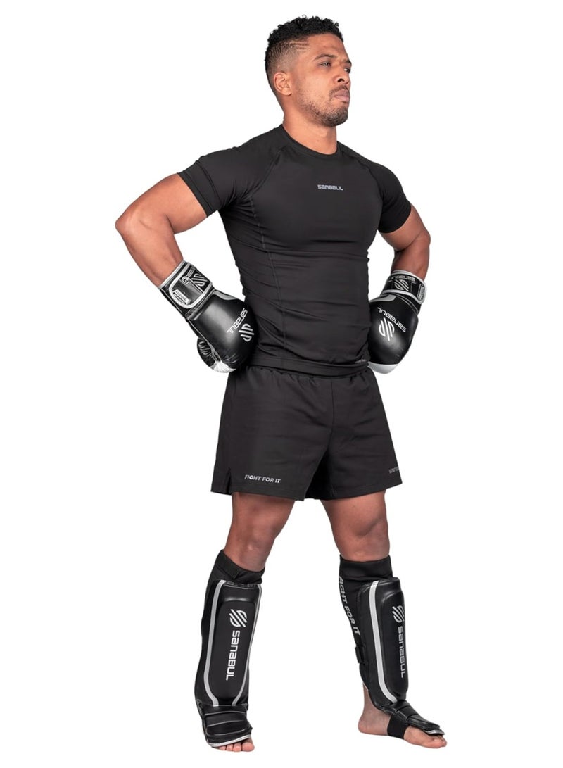 Essential Sleeve Kickboxing Shin Guards | MMA Shin Guards | Muay Thai Shin Guards | Hybrid Neoprene Design, X-small