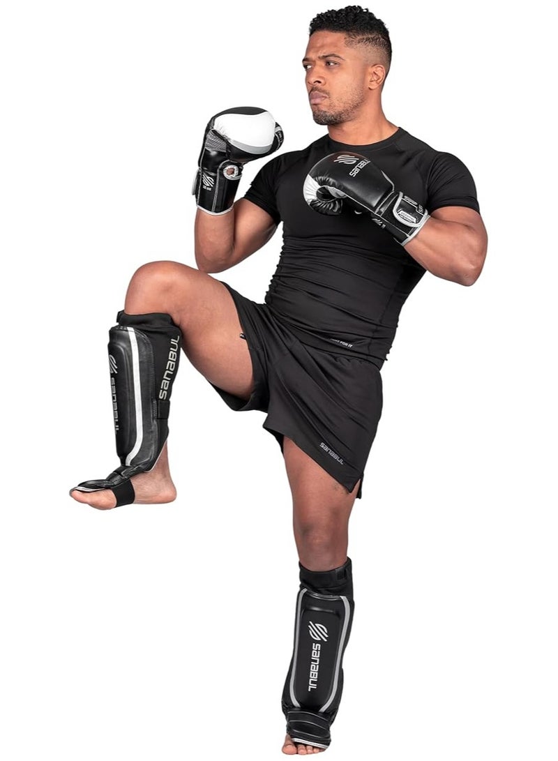 Essential Sleeve Kickboxing Shin Guards | MMA Shin Guards | Muay Thai Shin Guards | Hybrid Neoprene Design, X-small