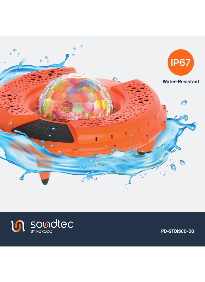 AQUA BLAST Floating Wireless Speaker with 120W power and Vibrant LED Lights / IP67 Water-resistant / Micro SD Slot  Bluetooth V5.4 / 13H  Playtime - Orange