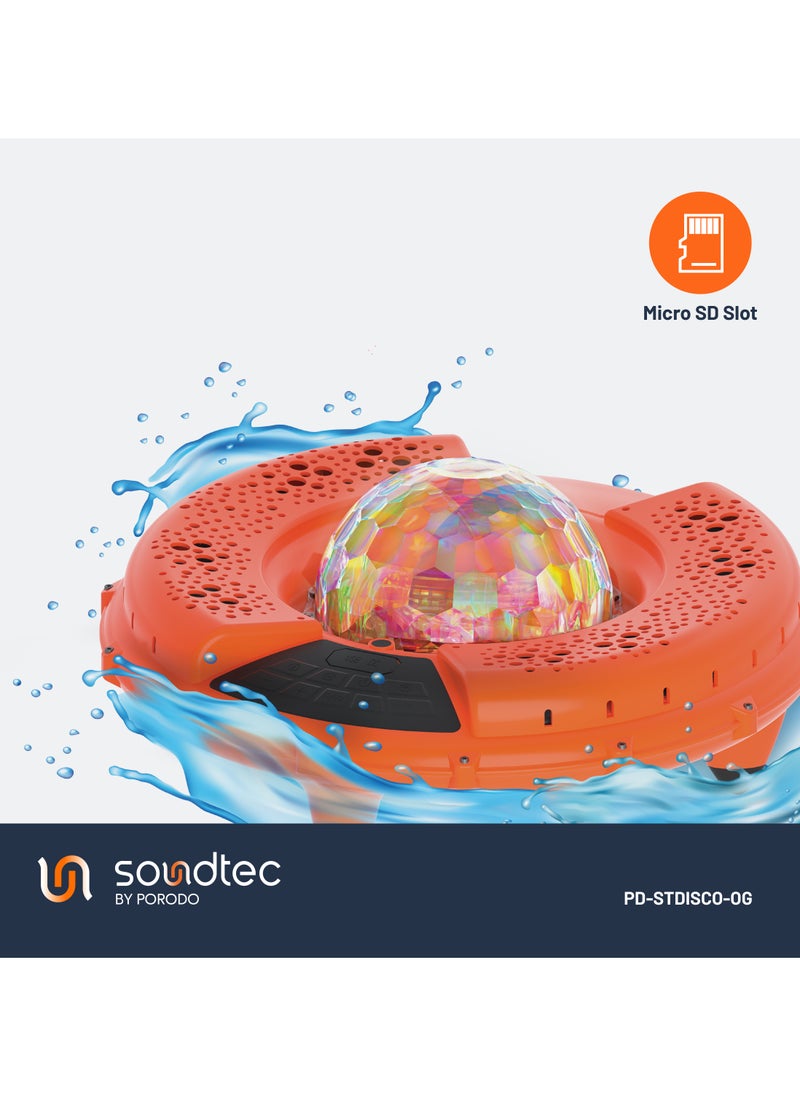 AQUA BLAST Floating Wireless Speaker with 120W power and Vibrant LED Lights / IP67 Water-resistant / Micro SD Slot  Bluetooth V5.4 / 13H  Playtime - Orange