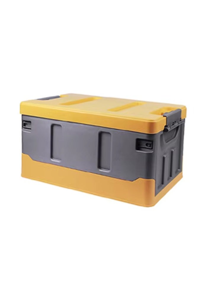 Outdoor Camping Storage Box with Flat Lid 35L Capacity (Yellow & Grey)