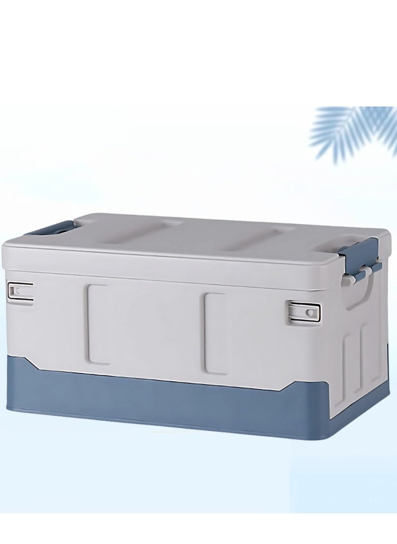 Outdoor Camping Storage Box with Flat Lid 35L, Medium Capacity (Sky Blue & White)