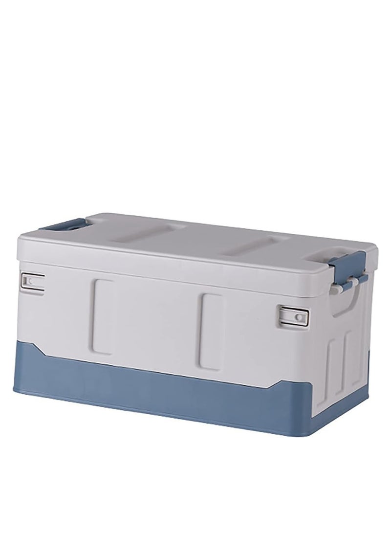 Outdoor Camping Storage Box with Flat Lid 35L, Medium Capacity (Sky Blue & White)
