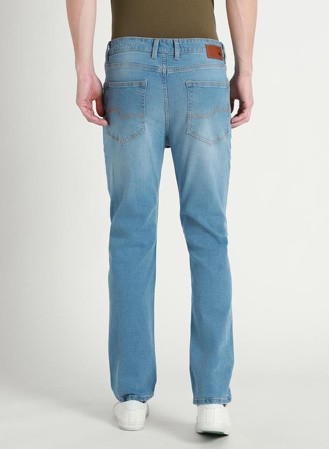 Men's Mid Blue Straight Fit Twill Jeans