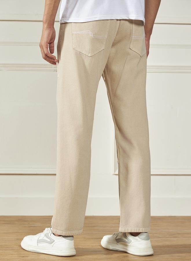 Men’s Ecru Relaxed Fit Jeans