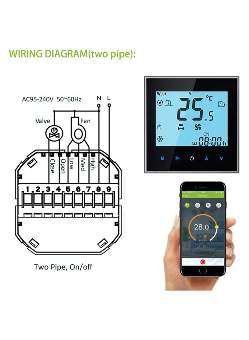 Touch Screen WIFI Thermostat Regulator Temperature for Fan Coil Unit