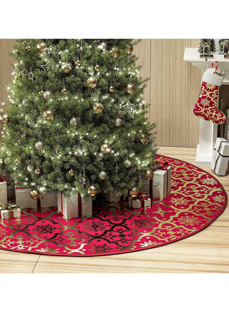 Christmas Tree Skirt,diameter 48in/122cm English Alphabet Christmas Tree Bottom Apron for Christmas Tree Holiday Home Party Indoor Decorations,for Christmas Tree Decoration