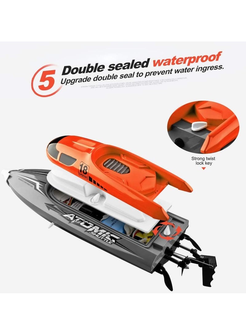 Remote Control Boat Remote Control Boat 30KM/H High Speed IPV7 Waterproof 2.4GHz 4 Channel Racing Boat for Kids Adults 2 Batteries