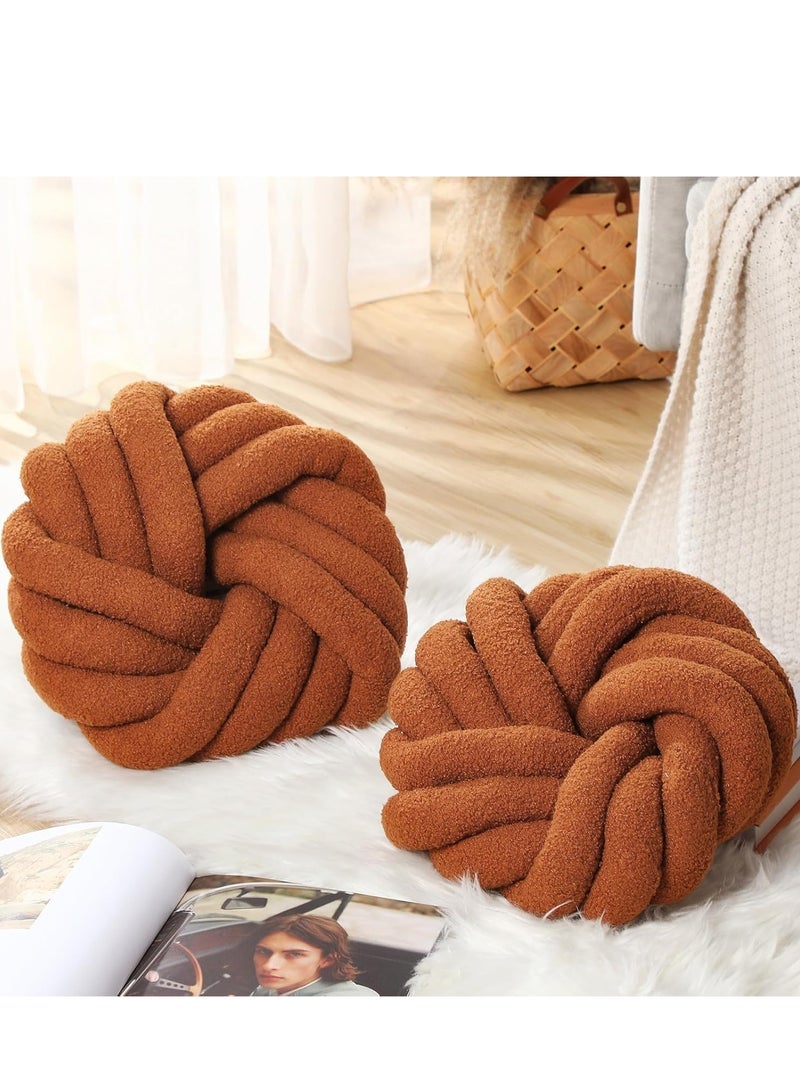 Decorative Throw Pillows Round Pillows Cushion, Soft Handmade Knotted Ball Cushion (35*35cm)