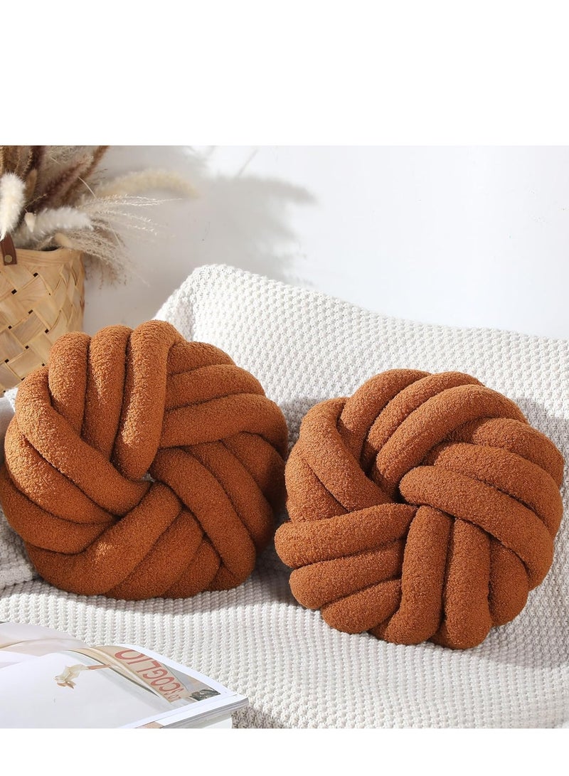 Decorative Throw Pillows Round Pillows Cushion, Soft Handmade Knotted Ball Cushion (35*35cm)