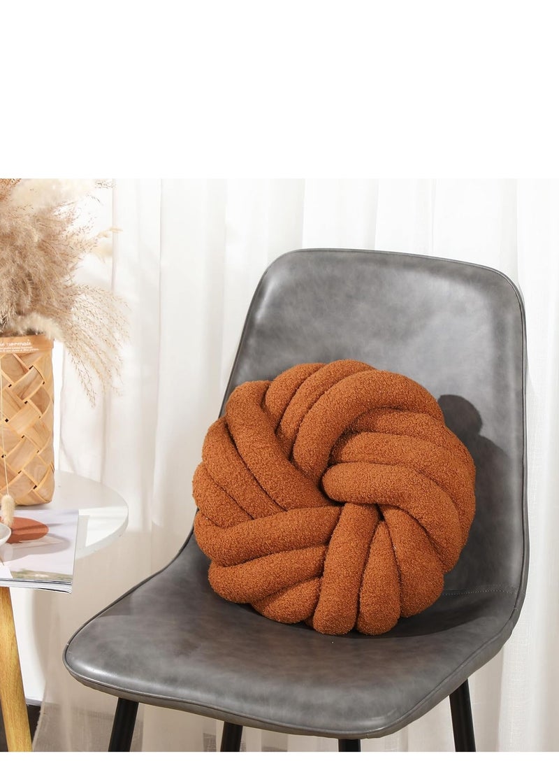 Decorative Throw Pillows Round Pillows Cushion, Soft Handmade Knotted Ball Cushion (35*35cm)