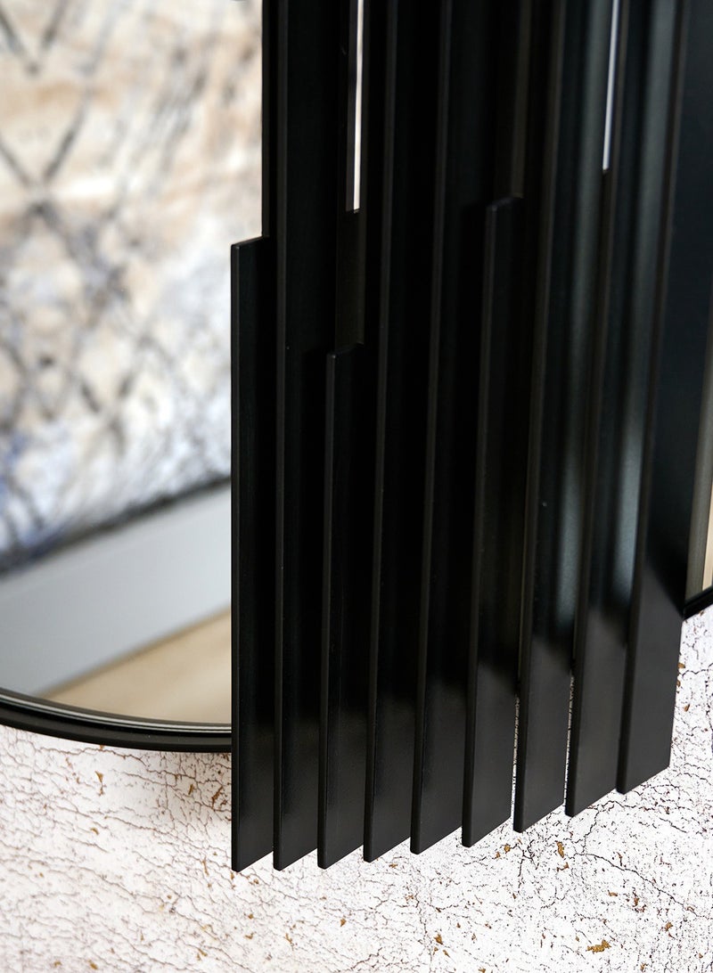 Saskia Mirror with Metal Stripes In Gun Metal