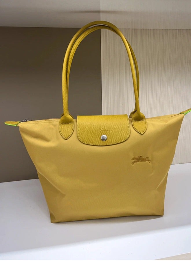 Longchamp women's classic fashion Multi functional Medium travel bag dumpling bag handbag shopping bag long handle shoulder bag yellow