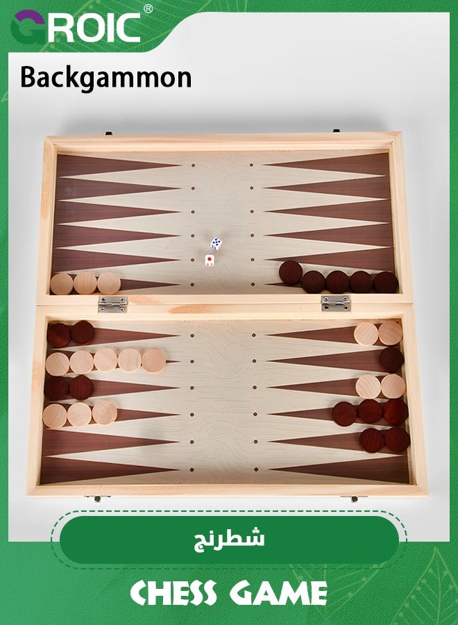 3 in 1 Chess Set,Travel Chess, Checkers and Backgammon Set,Folding Chess Board,wood Chess Checkers Backgammon Sets,Portable Educational Learning Toys