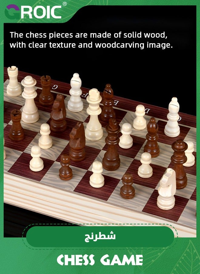 3 in 1 Chess Set,Travel Chess, Checkers and Backgammon Set,Folding Chess Board,wood Chess Checkers Backgammon Sets,Portable Educational Learning Toys