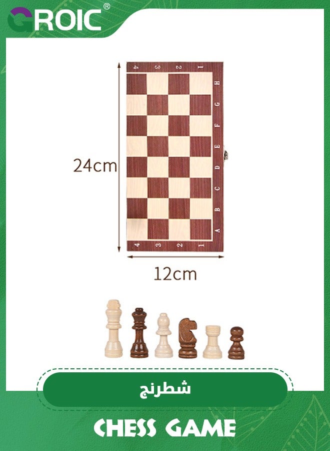 3 in 1 Chess Set,Travel Chess, Checkers and Backgammon Set,Folding Chess Board,wood Chess Checkers Backgammon Sets,Portable Educational Learning Toys
