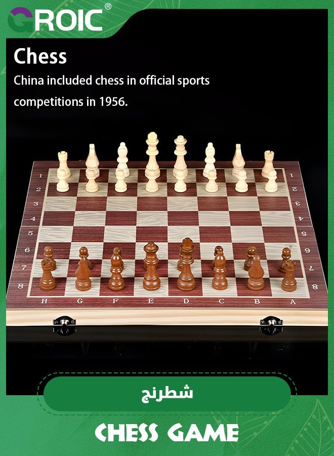 3 in 1 Chess Set,Travel Chess, Checkers and Backgammon Set,Folding Chess Board,wood Chess Checkers Backgammon Sets,Portable Educational Learning Toys