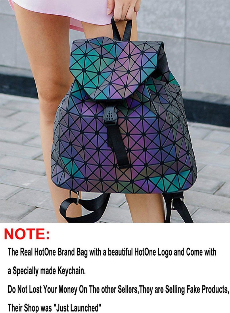 Luminous Geometric Shard Lattice Backpack Multicolour