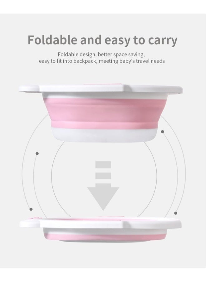Sitz Bath for Toilet Seat, Foldable Portable Sitz Baths for Perineum Relief, Collapsible Sitz Basin with Flusher, Suitable for Pregnant Women,Pink
