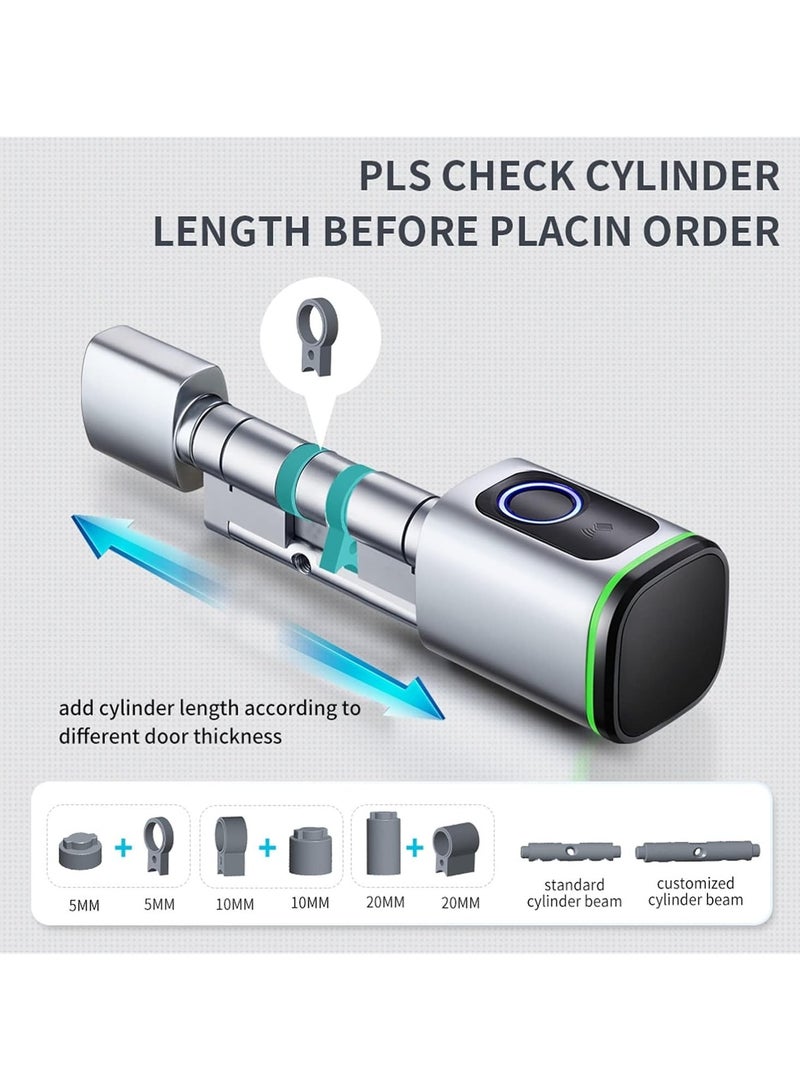 TUYA High Convenience Smart Home Security Door Lock, DIY, Cylinder Core Electronic Housekeeper App Keeper, IC Card Fingerprint Lock Unlock, Auto Lock Function, Energy Saving, Prevent Tampering