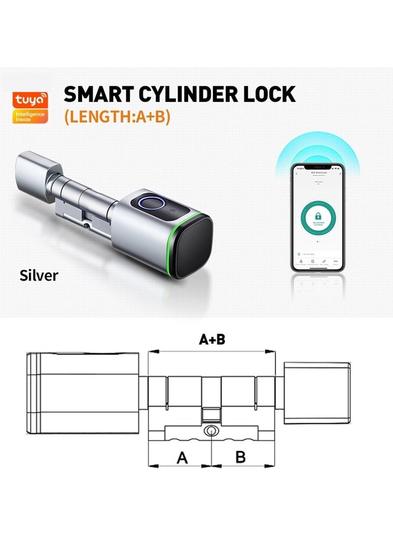 TUYA High Convenience Smart Home Security Door Lock, DIY, Cylinder Core Electronic Housekeeper App Keeper, IC Card Fingerprint Lock Unlock, Auto Lock Function, Energy Saving, Prevent Tampering