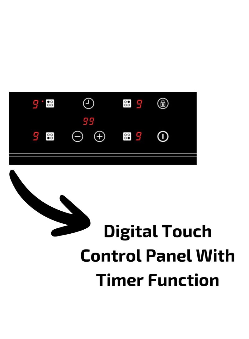 Built-in 60 cm Vitroceramic Hob with Touch Control, 4 Cooking Zones, and 9 Power Levels TZ 6415