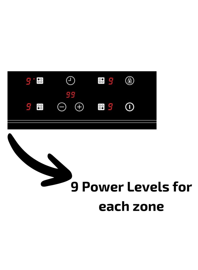 Built-in 60 cm Vitroceramic Hob with Touch Control, 4 Cooking Zones, and 9 Power Levels TZ 6415