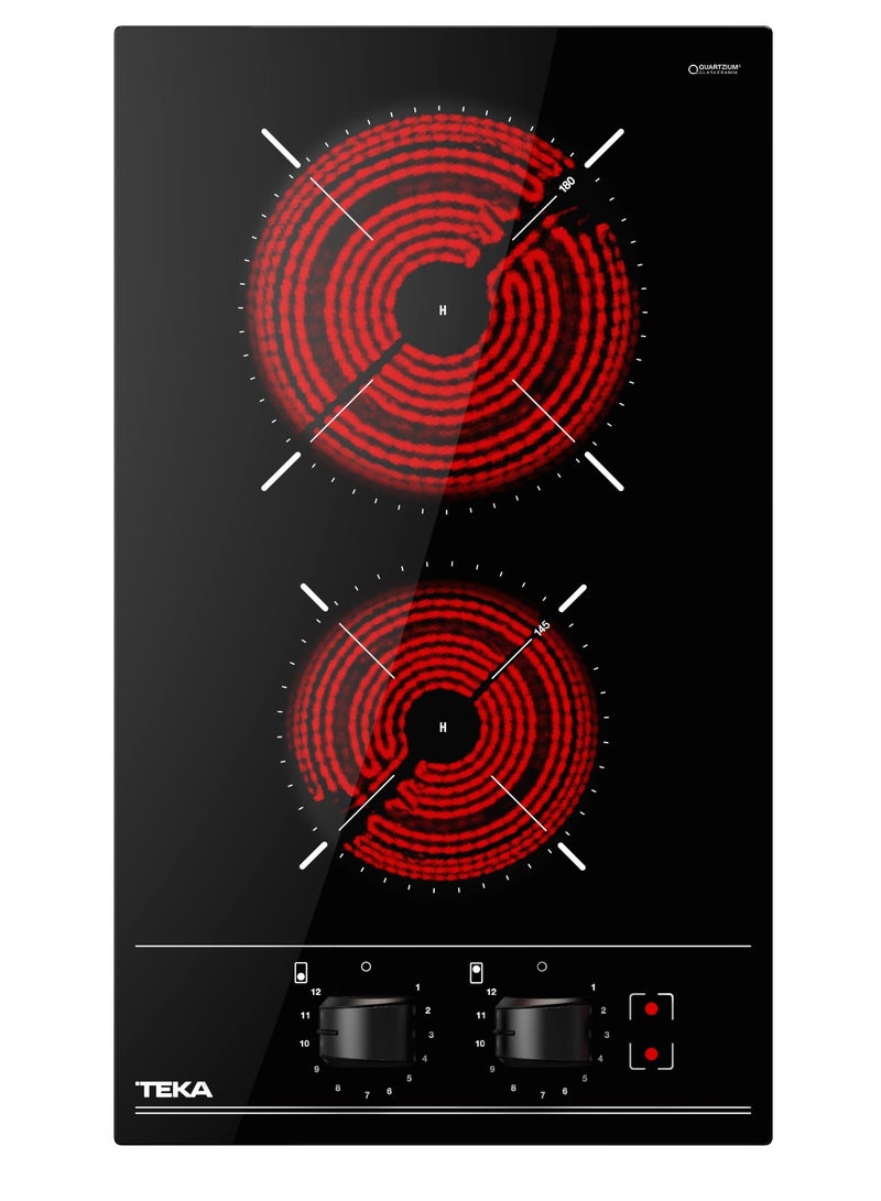 30 cm Modular Vitroceramic Hob with 2 Cooking Zones, Ceramic Glass Surface, and Auto-Lock Safety System TBC 32000 XFL