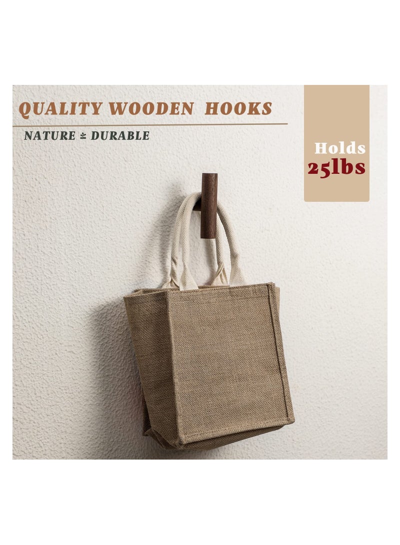 4 Pack Walnut Coat Hooks Wall Mounted Pegs Wooden Organizer Hangers Vintage Single Hooks Natural Wood Hangers Rustic Wall Pegs Minimalist Hook Design For Hanging Hat Towel Bag Rope