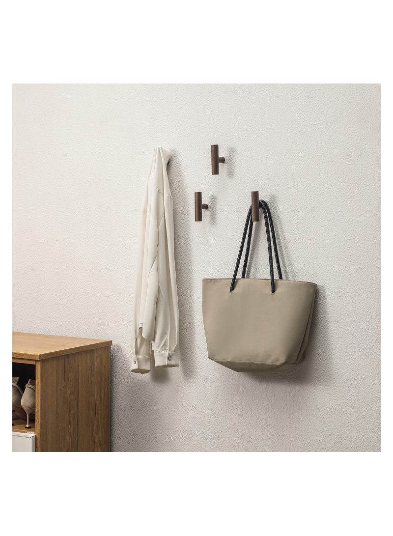 4 Pack Walnut Coat Hooks Wall Mounted Pegs Wooden Organizer Hangers Vintage Single Hooks Natural Wood Hangers Rustic Wall Pegs Minimalist Hook Design For Hanging Hat Towel Bag Rope