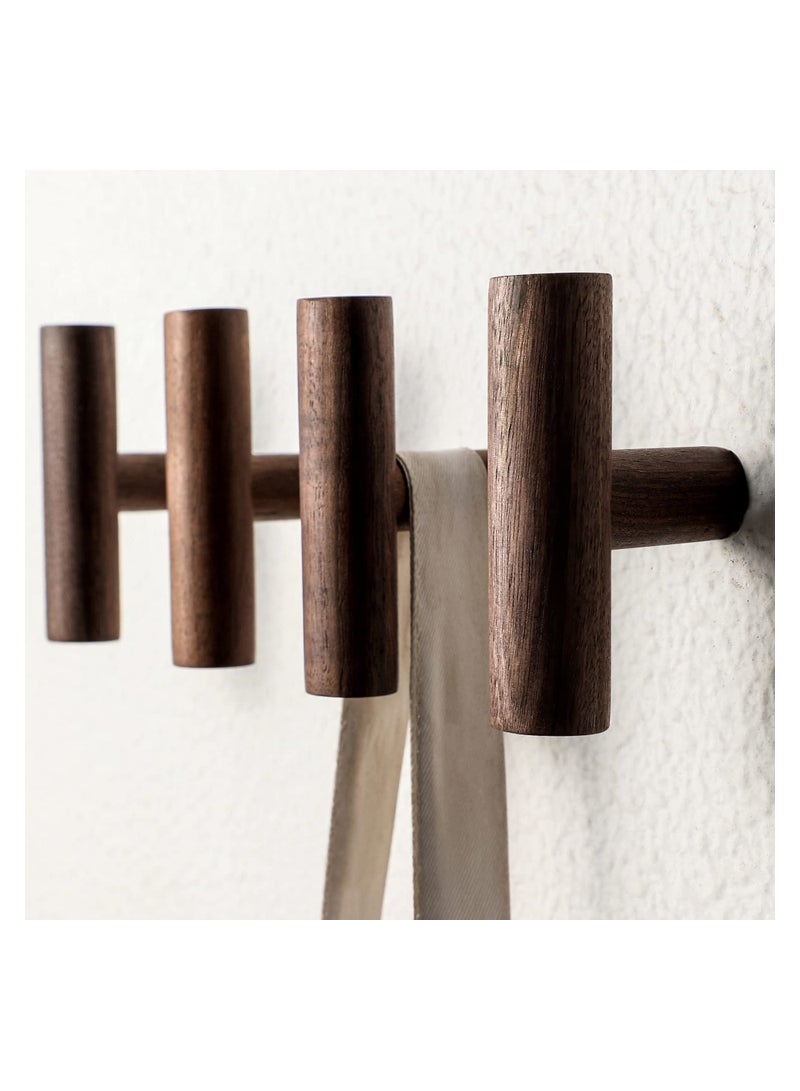 4 Pack Walnut Coat Hooks Wall Mounted Pegs Wooden Organizer Hangers Vintage Single Hooks Natural Wood Hangers Rustic Wall Pegs Minimalist Hook Design For Hanging Hat Towel Bag Rope