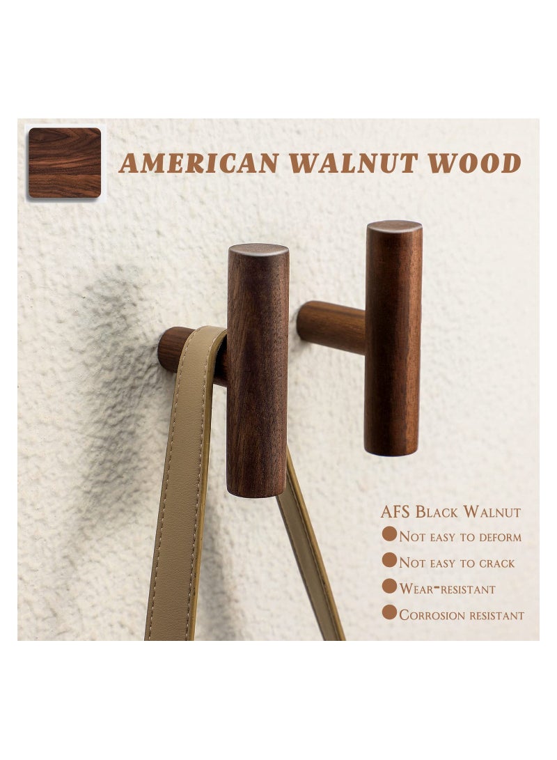 4 Pack Walnut Coat Hooks Wall Mounted Pegs Wooden Organizer Hangers Vintage Single Hooks Natural Wood Hangers Rustic Wall Pegs Minimalist Hook Design For Hanging Hat Towel Bag Rope