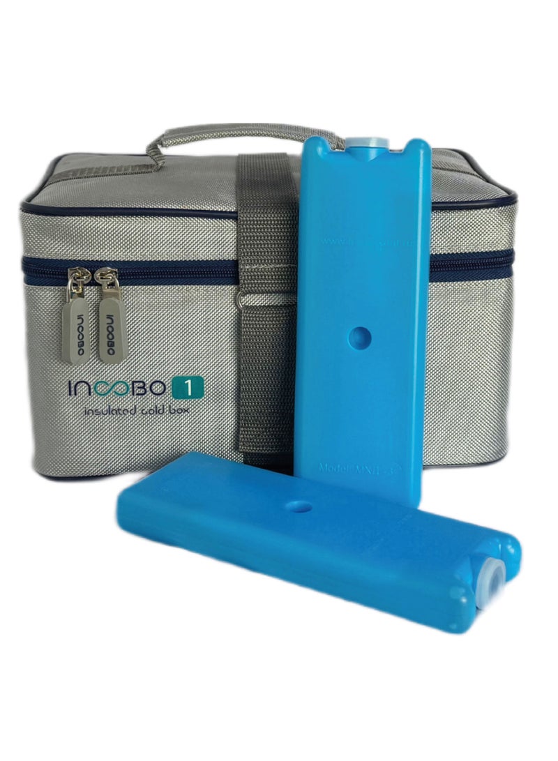 INCOBO-1, Insulated Cold Box - 0.5L Portable Medical Cooler with Eco-Friendly PUR Insulation, Durable Construction, Includes 2 Reusable Ice Packs, For Professionals on the Move or Personal Use