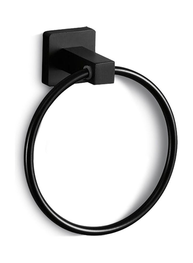 Wall Mount Stainless Steel Towel Ring Holder Black 19 x 6.50 x 11cm