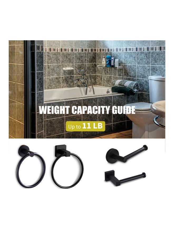 Wall Mount Stainless Steel Towel Ring Holder Black 19 x 6.50 x 11cm