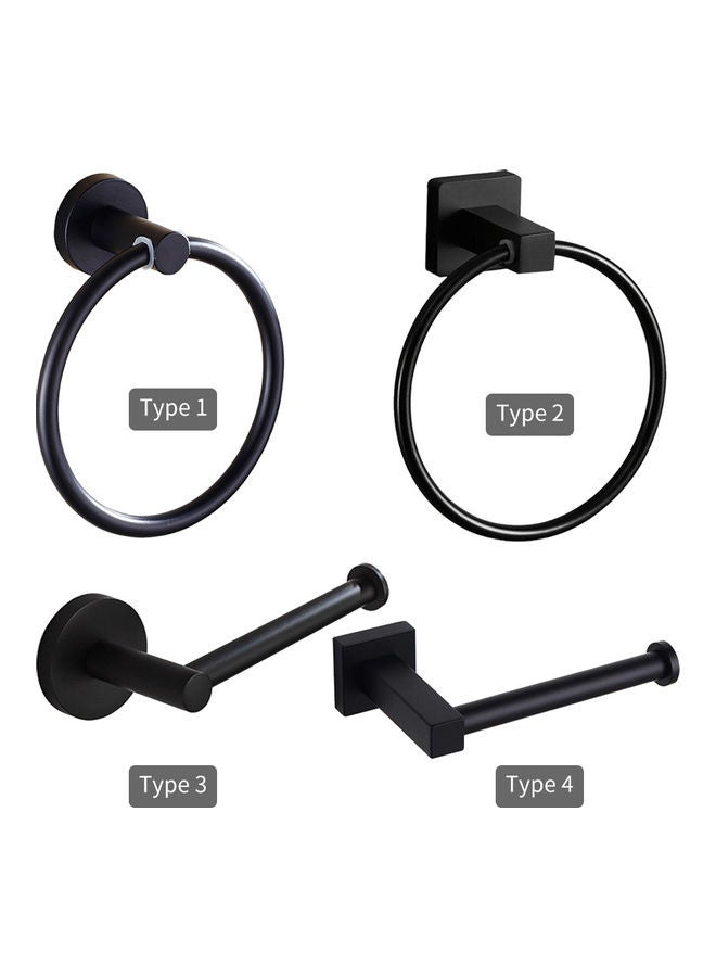 Wall Mount Stainless Steel Towel Ring Holder Black 19 x 6.50 x 11cm