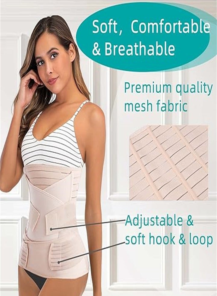 3 in 1 Postpartum Support Recovery Belly Wrap After Pregnancy, C-Section, Postpartum Belly Belt, Body Shaper, Beige, Size XL