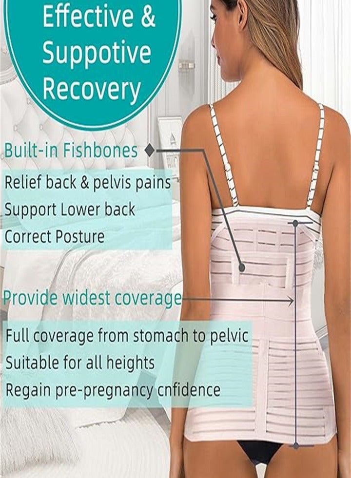 3 in 1 Postpartum Support Recovery Belly Wrap After Pregnancy, C-Section, Postpartum Belly Belt, Body Shaper, Beige, Size XL