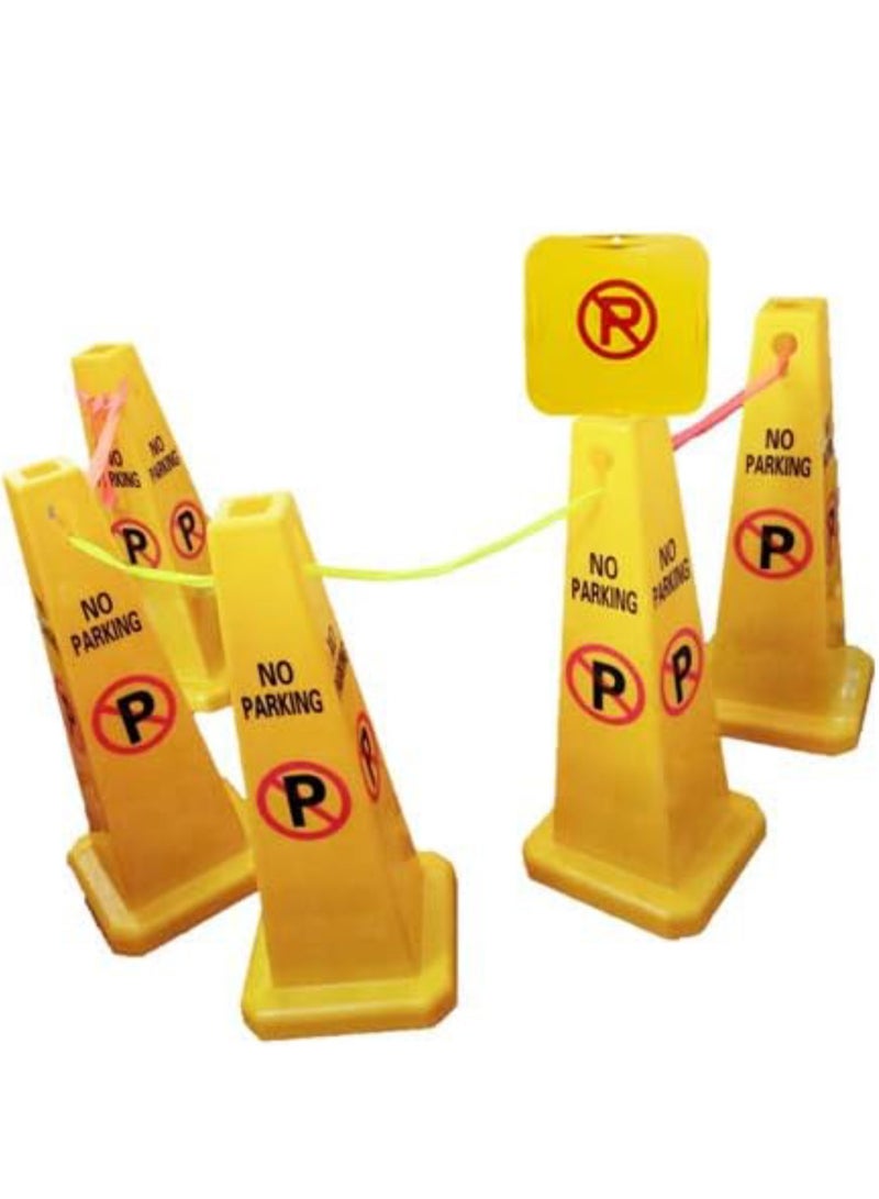 2PCS TRAFFIC CONE - NO PARKING SAFETY CONE - YELLOW -CAUTION NO PARKING YELLOW SIGN BOARD (67 x 28 cm)