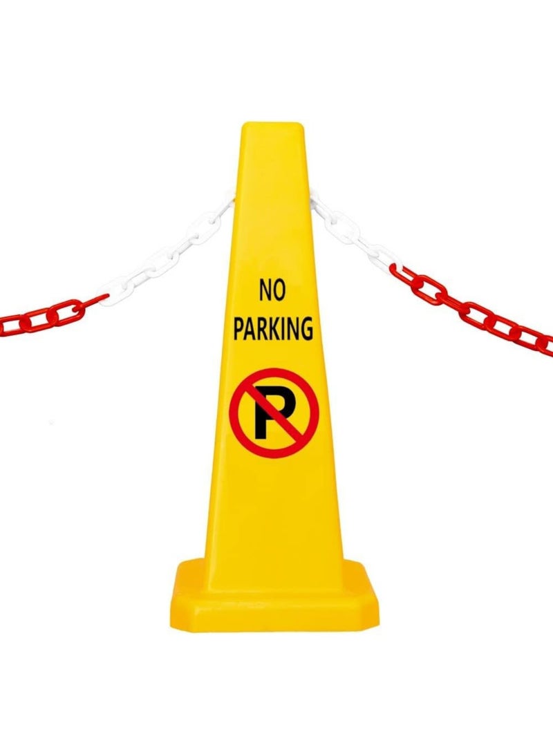 2PCS TRAFFIC CONE - NO PARKING SAFETY CONE - YELLOW -CAUTION NO PARKING YELLOW SIGN BOARD (67 x 28 cm)