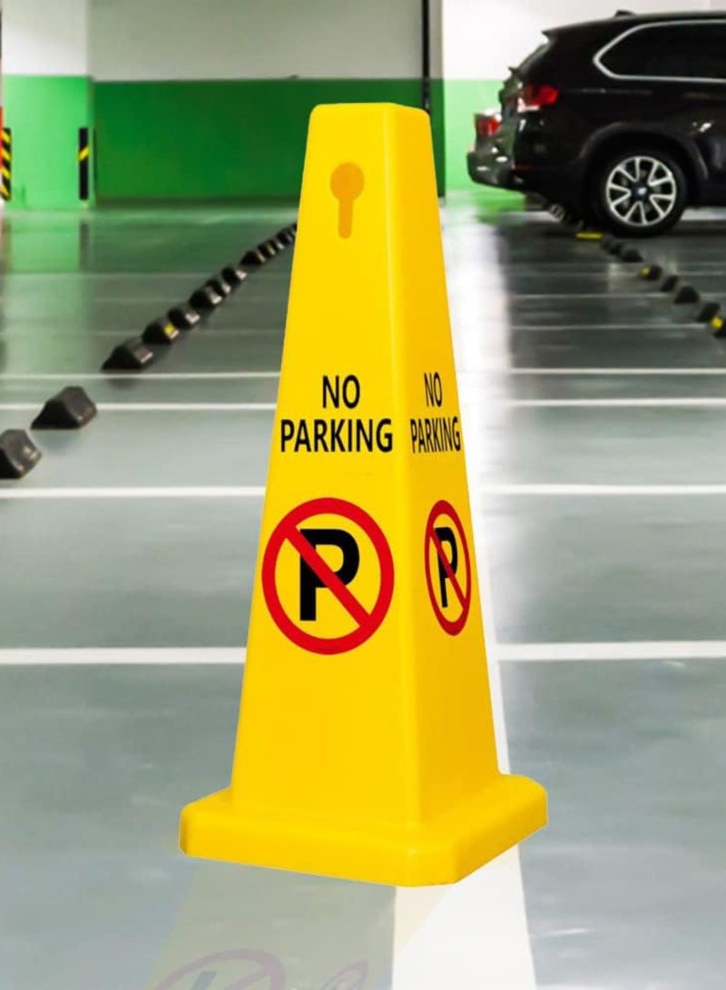 2PCS TRAFFIC CONE - NO PARKING SAFETY CONE - YELLOW -CAUTION NO PARKING YELLOW SIGN BOARD (67 x 28 cm)