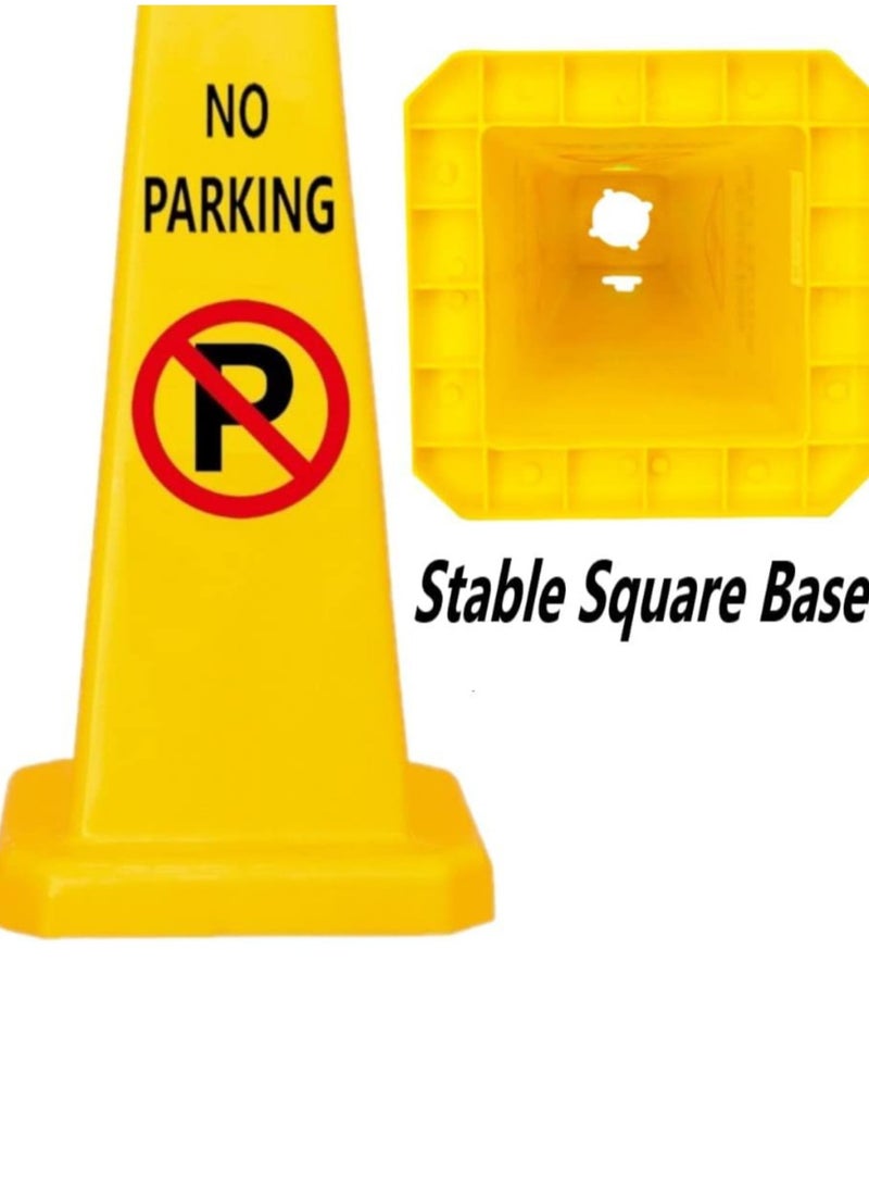 2PCS TRAFFIC CONE - NO PARKING SAFETY CONE - YELLOW -CAUTION NO PARKING YELLOW SIGN BOARD (67 x 28 cm)