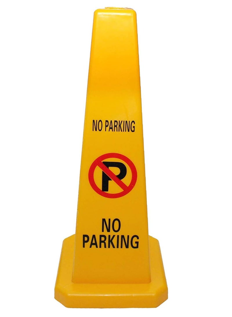 2PCS TRAFFIC CONE - NO PARKING SAFETY CONE - YELLOW -CAUTION NO PARKING YELLOW SIGN BOARD (67 x 28 cm)