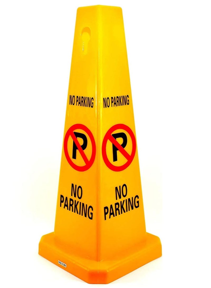 2PCS TRAFFIC CONE - NO PARKING SAFETY CONE - YELLOW -CAUTION NO PARKING YELLOW SIGN BOARD (67 x 28 cm)